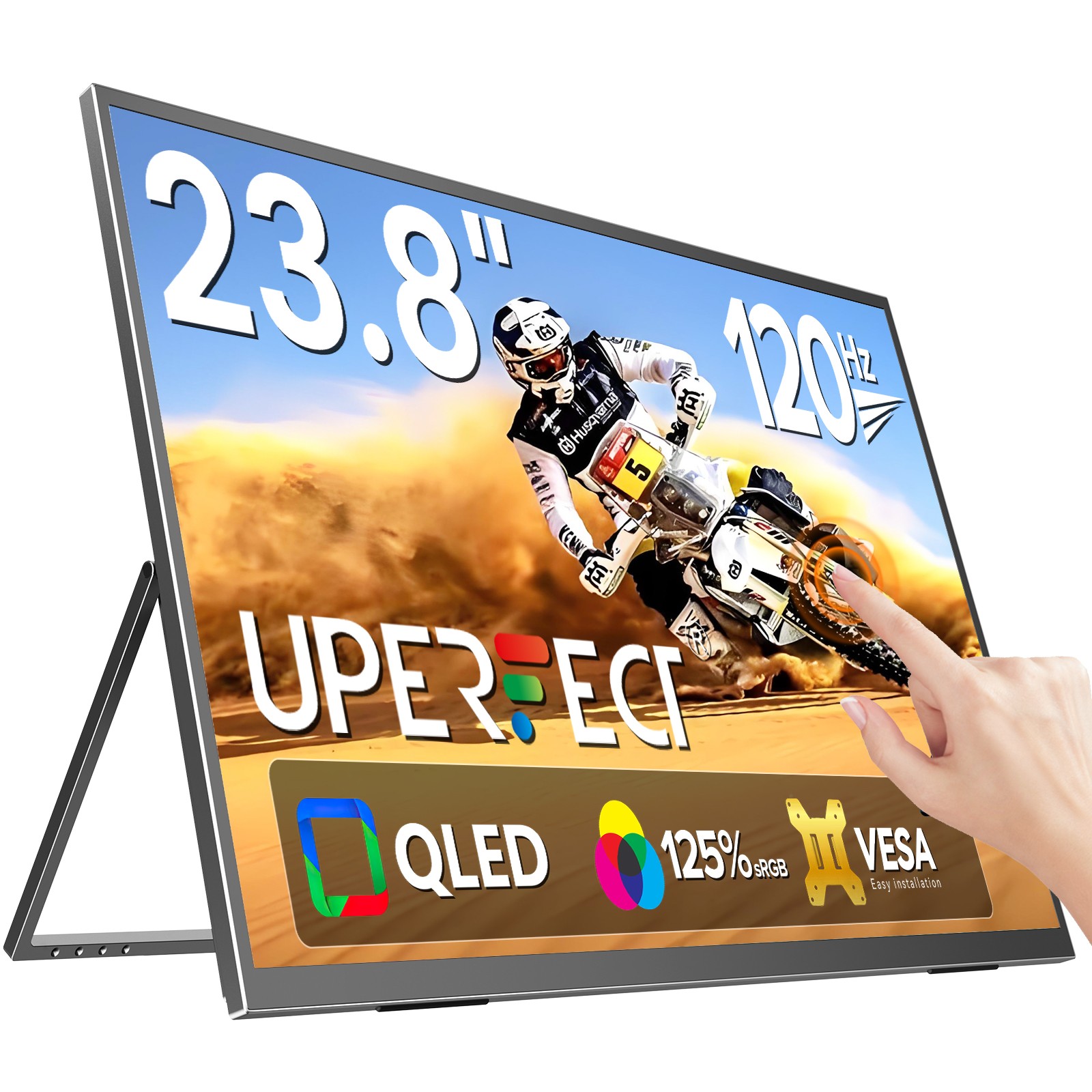 UPERFECT 23.8" QLED 120Hz Portable Monitor Touchscreen USB C Monitor PC Screen