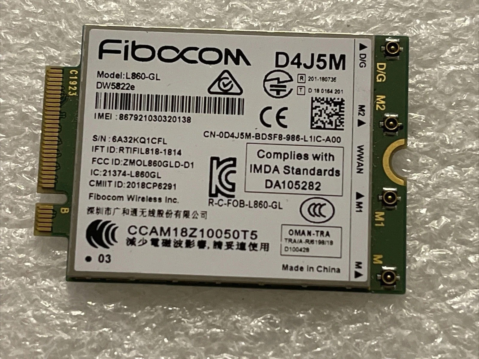 NEW Dell OEM Wireless 5822E DW5822e M.2 Mobile Broadband LTE WWAN Card D4J5M