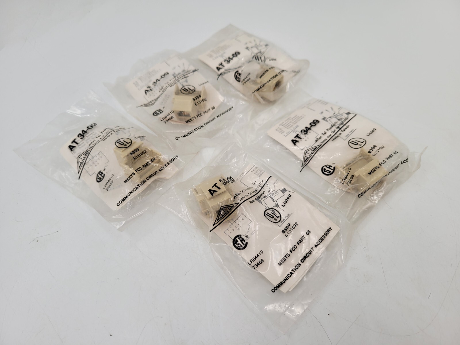 5PC Allen Tel AT34-09 Cat 3 4-Conductor Versatap Jack Module Ivory 6-Position