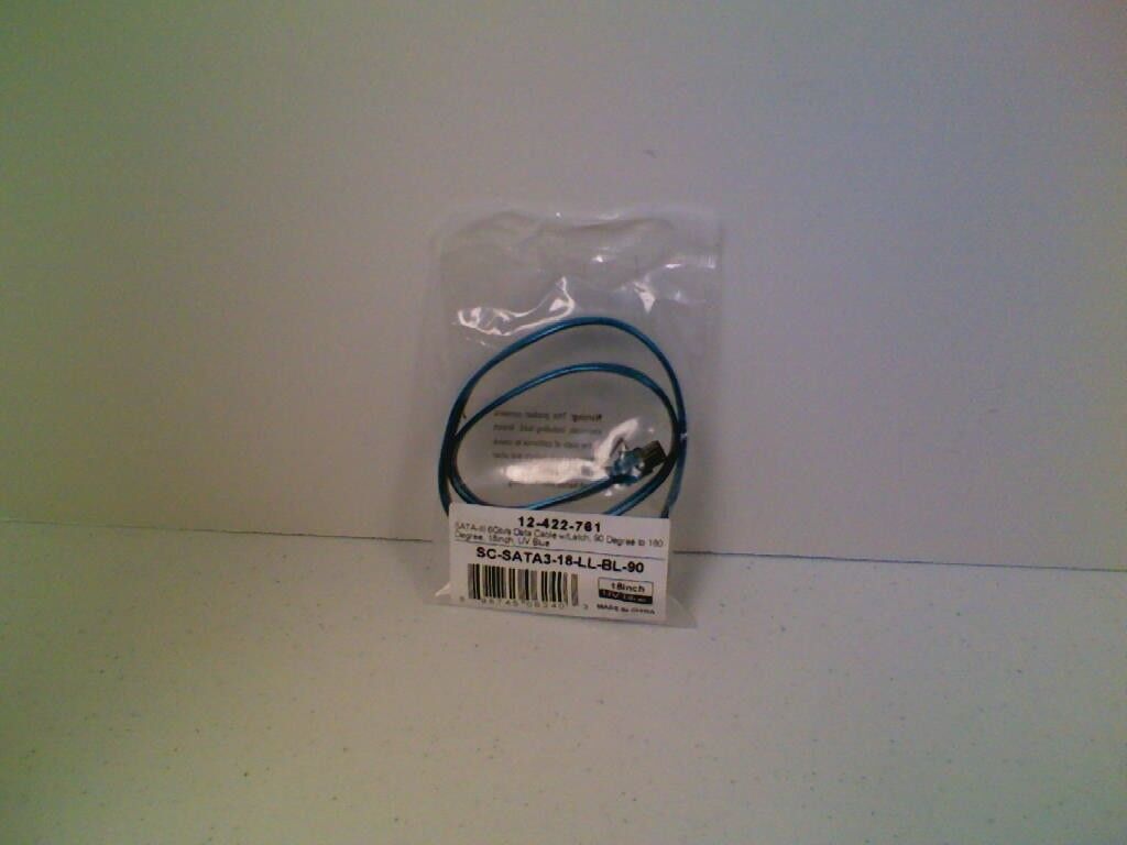 10 Lot 10x 18 inch SATA 3 III iii HDD Straight Right Angle UV Blue Cable w/latch