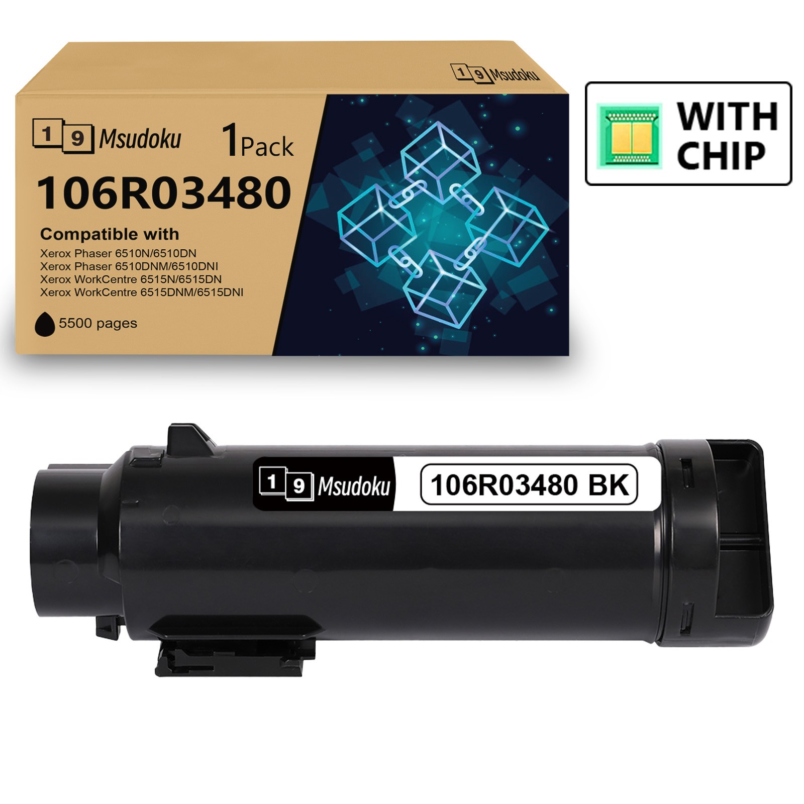 BLACK X6510XK Toner Cartridge 106R03480 for Xerox Phaser 6510 WorkCentre 6515 DN