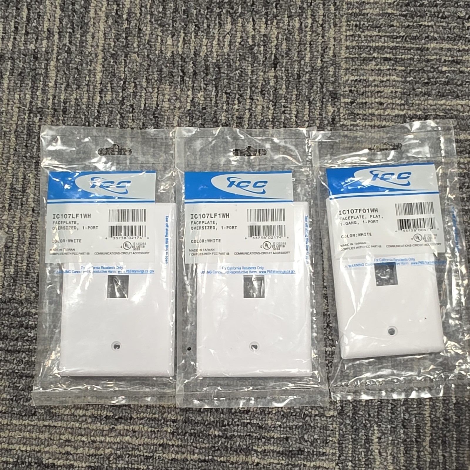3 of ICC IC107LF1WH White Oversized 1-Gang 1-Port Keystone Wall Plate Faceplate
