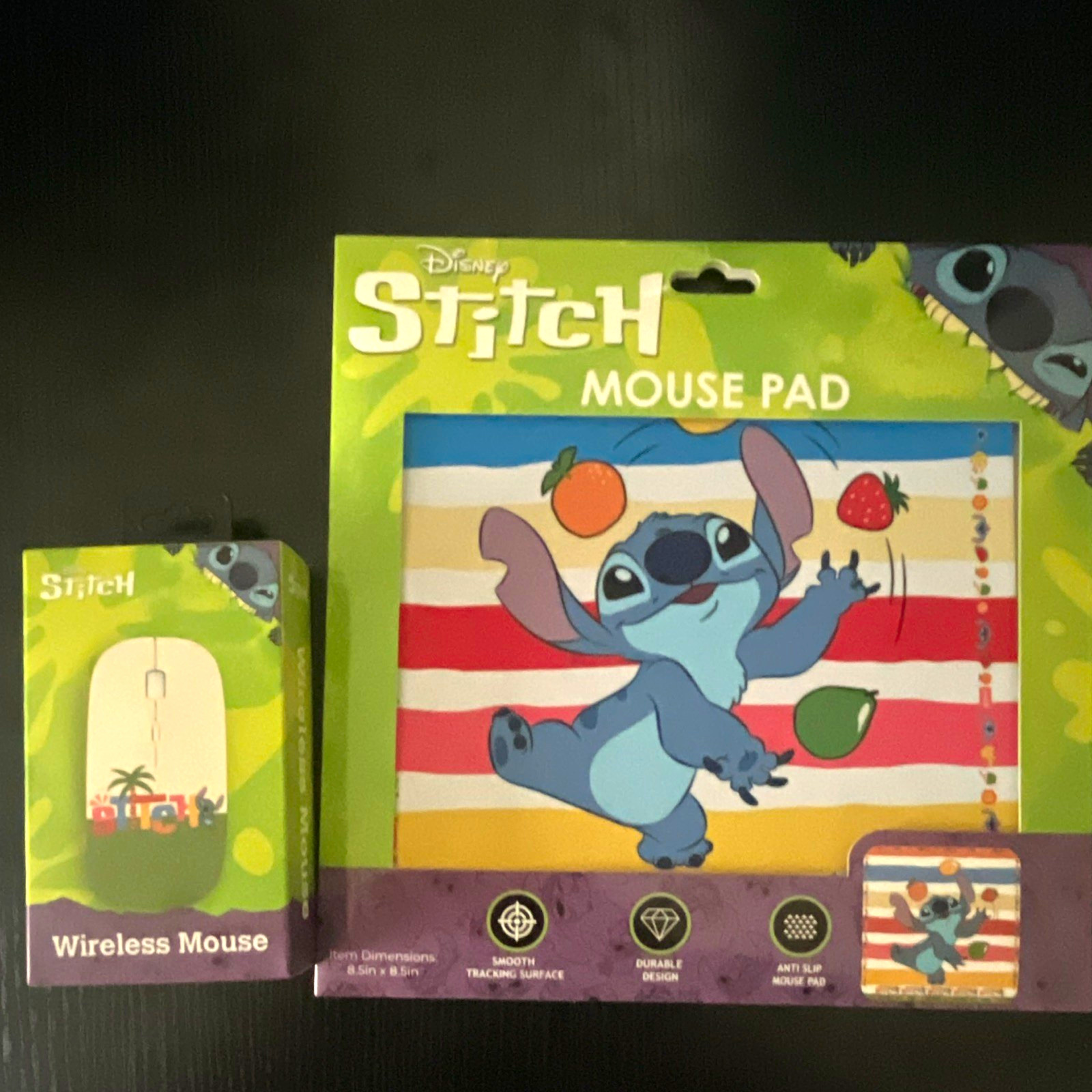 Disney Stitch Non-Slip Mouse Pad & USB Wireless Mouse Bundle
