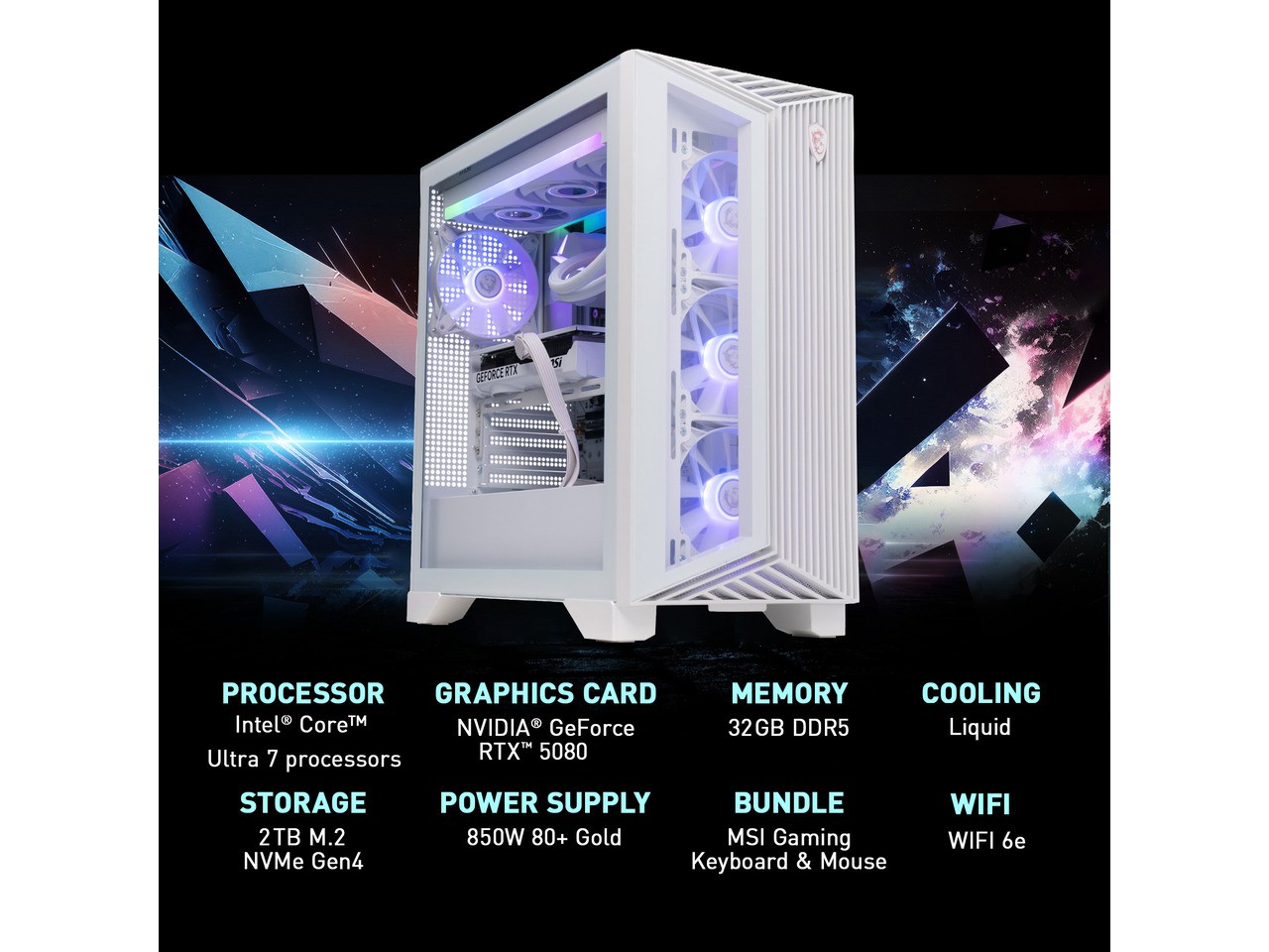 MSI Gaming Desktop PC Aegis RS2 AI A2NVV7-2208US Intel Core Ultra 7 270K Plus