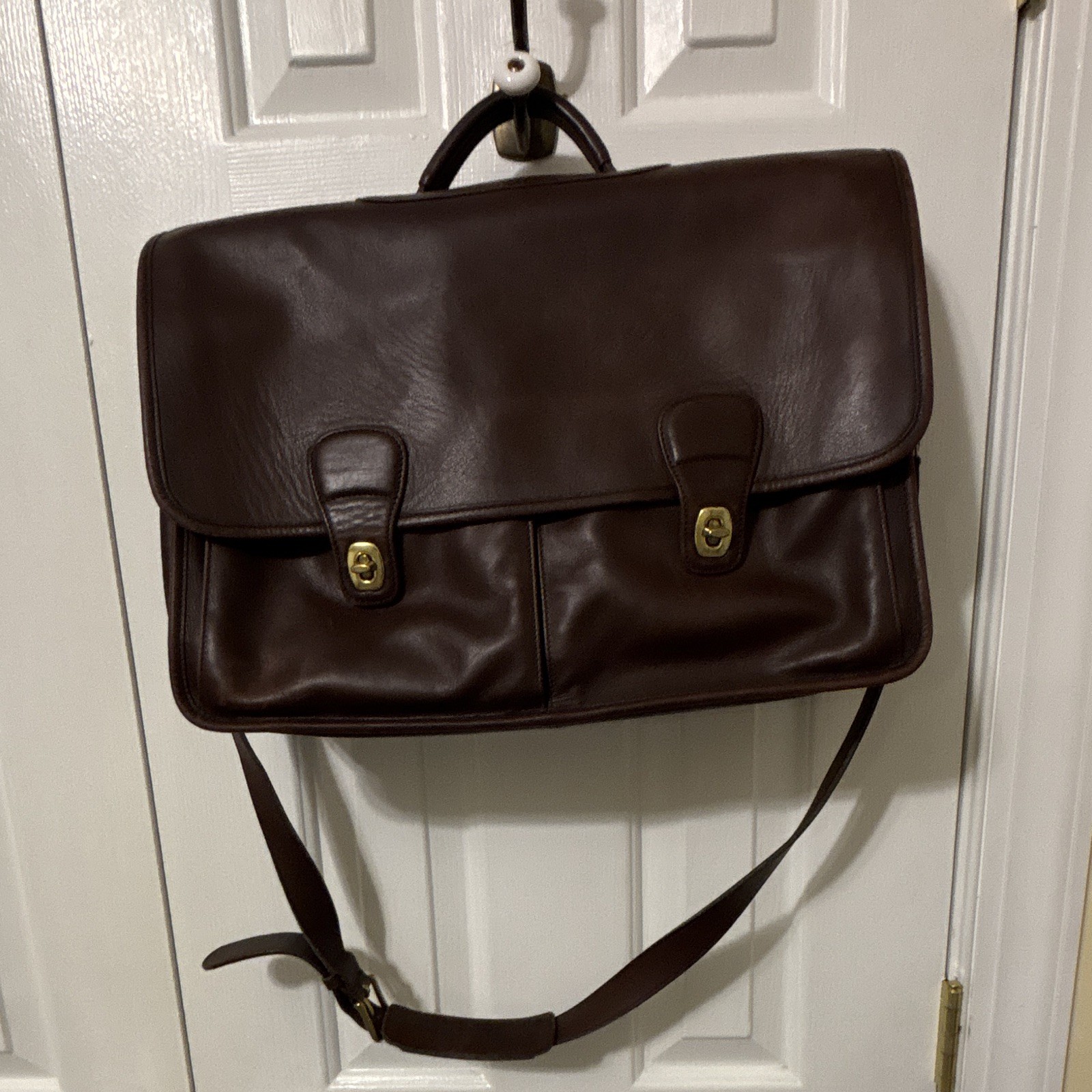 Coach Metropolitan Brown Leather Briefcase Fits 15" Laptop E8S-0582