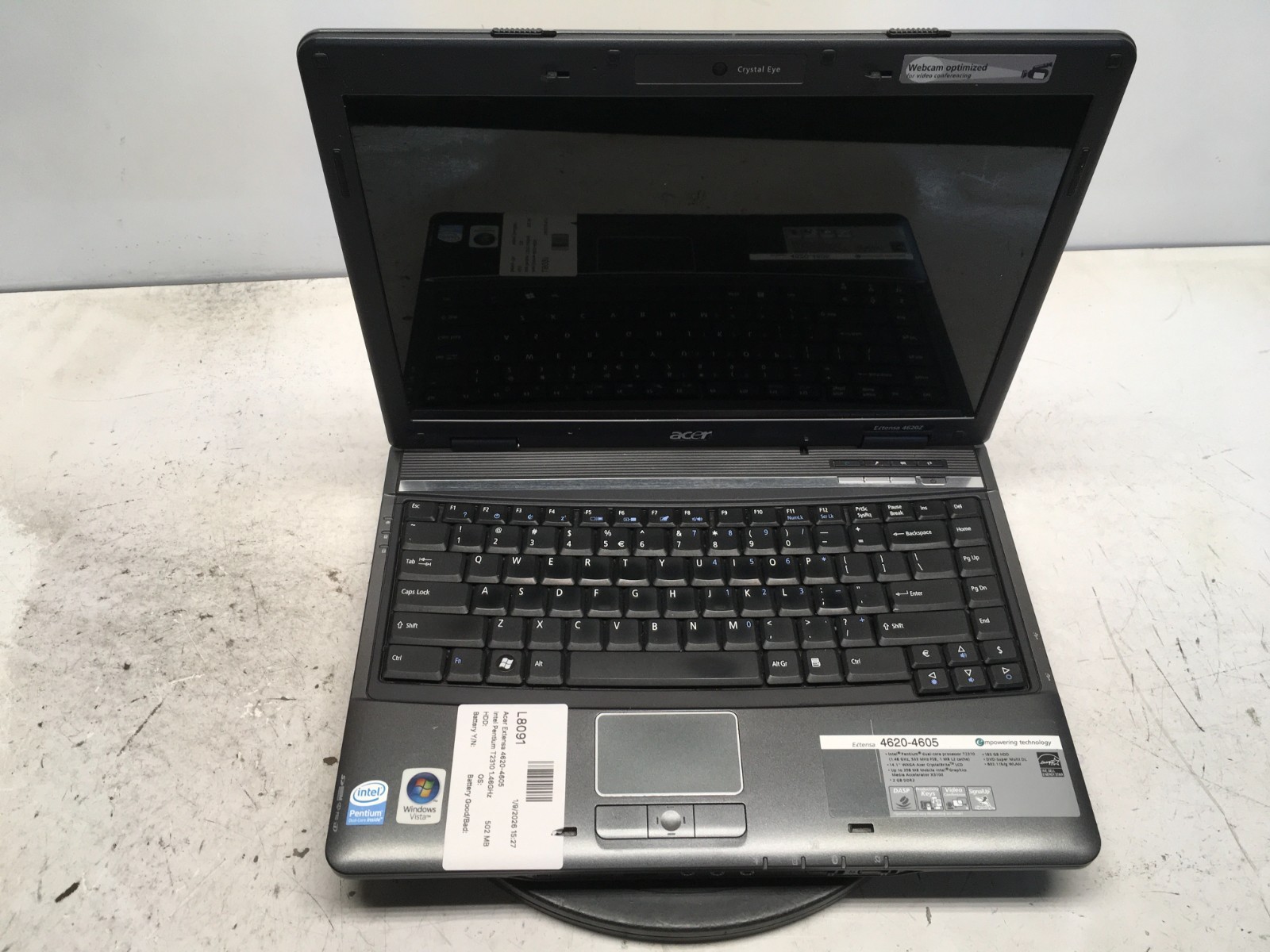 Acer Extensa 4620-4605 Intel Pentium T2310 1.46GHz 512 MB NO HDD