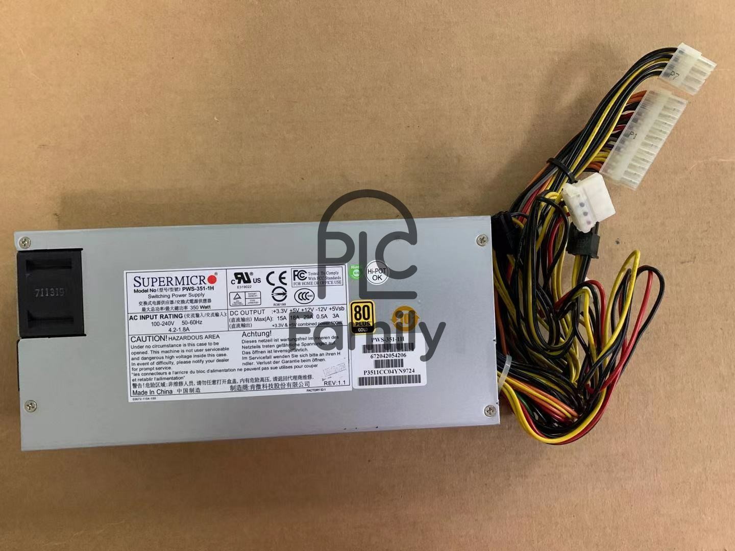 1pcs supermicro PWS-351-1H PWS-351-1H-ZY001 1U server mute power PLUS 350W