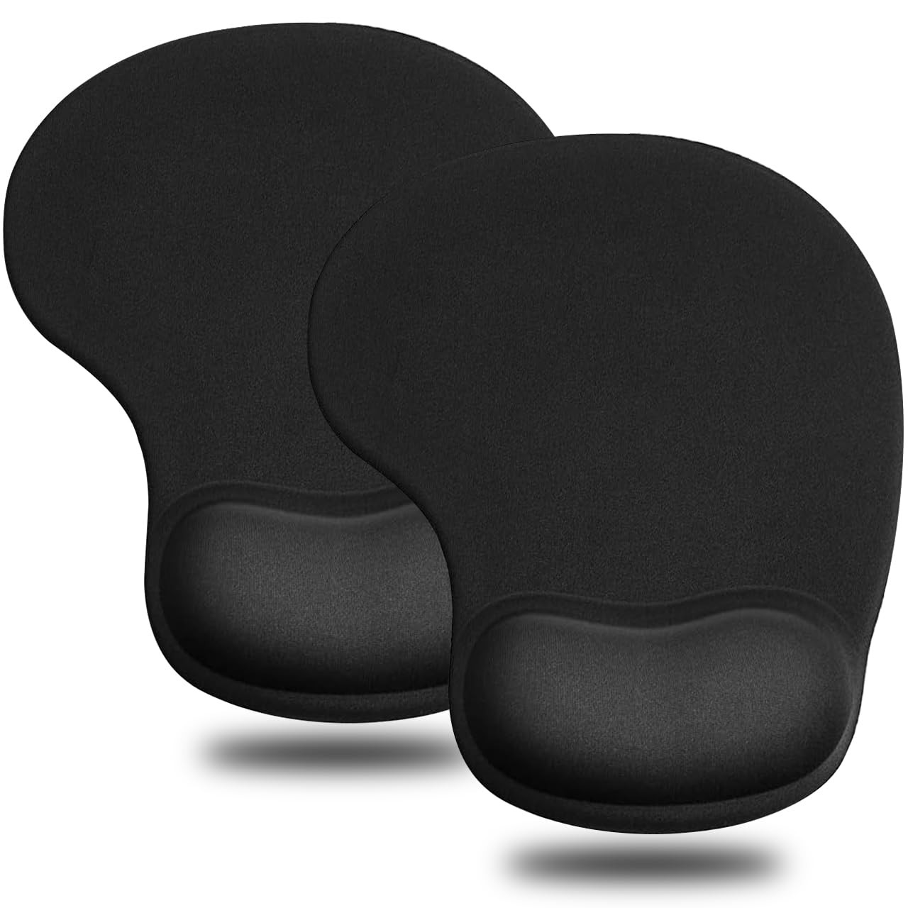 JIKIOU Mouse Pad, 2 Pack Ergonomic Pads with 9”x 7.5”x 0.79”in, 01Black 