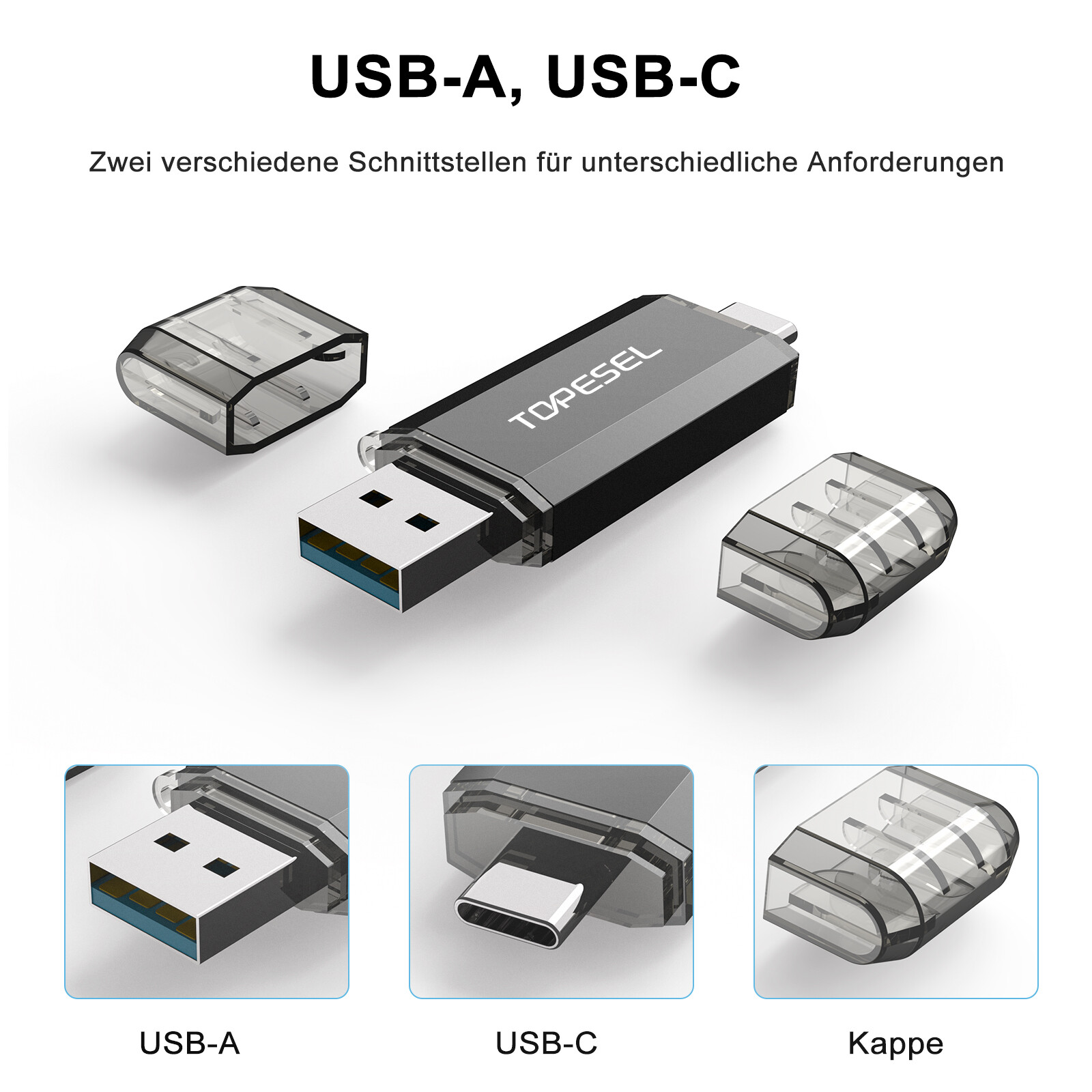 2 Pack Type C 32GB USB C Flash Drive Dual 2-in-1 Thumb Drive USB 3.0/3.1 Gen1