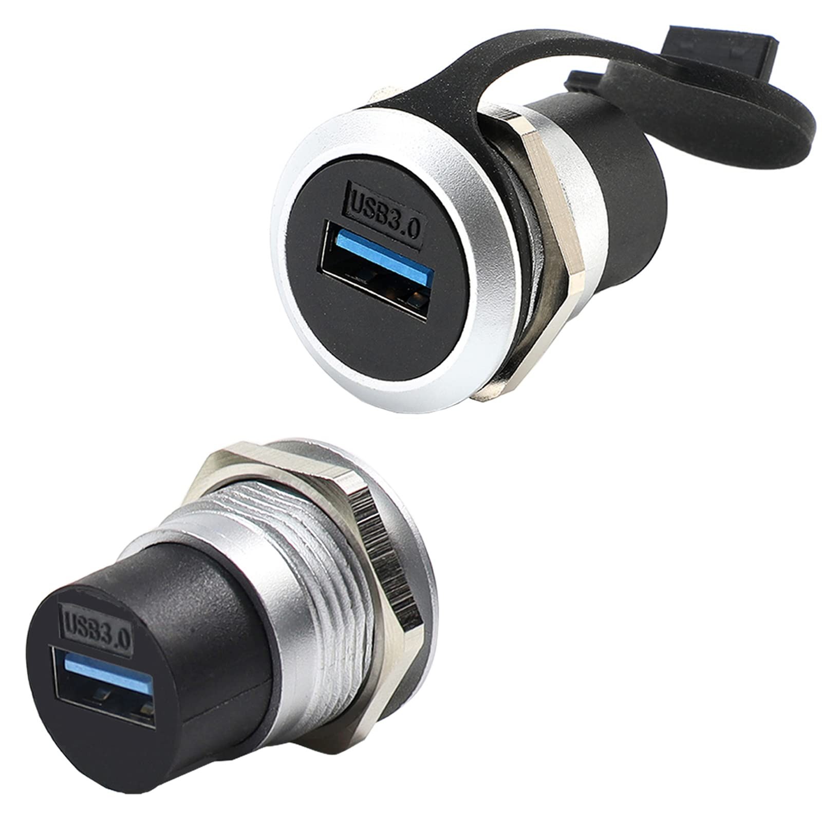 PENGLIN 2Pack USB 3.0 Panel Mount Coupler, Pass 2PCS USB3.0, Silver&Black 