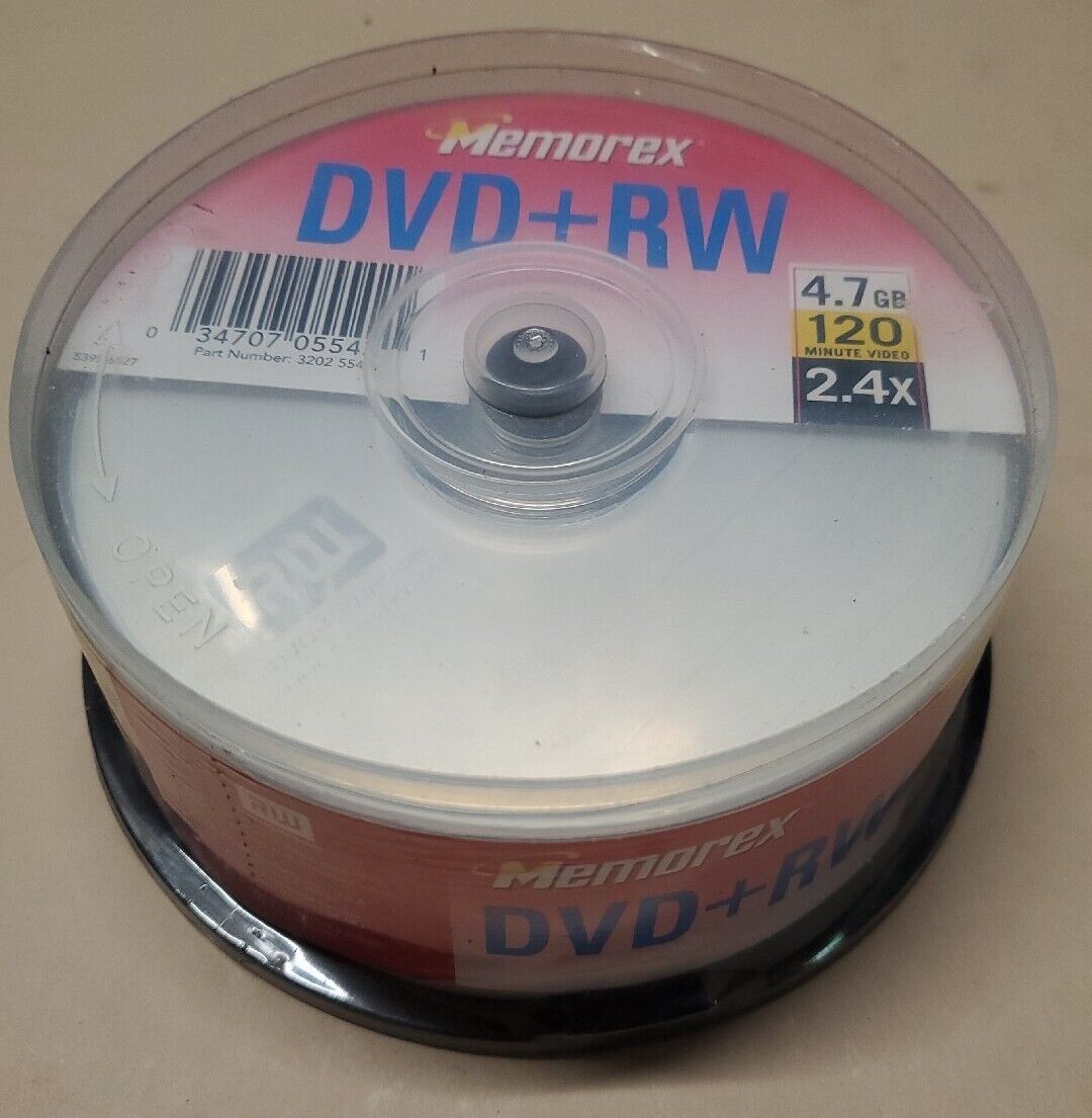 Memorex DVD+RW DVD RW 25 Pack 4.7 GB 2.4X 120 Min Brand New Rewritable Sealed