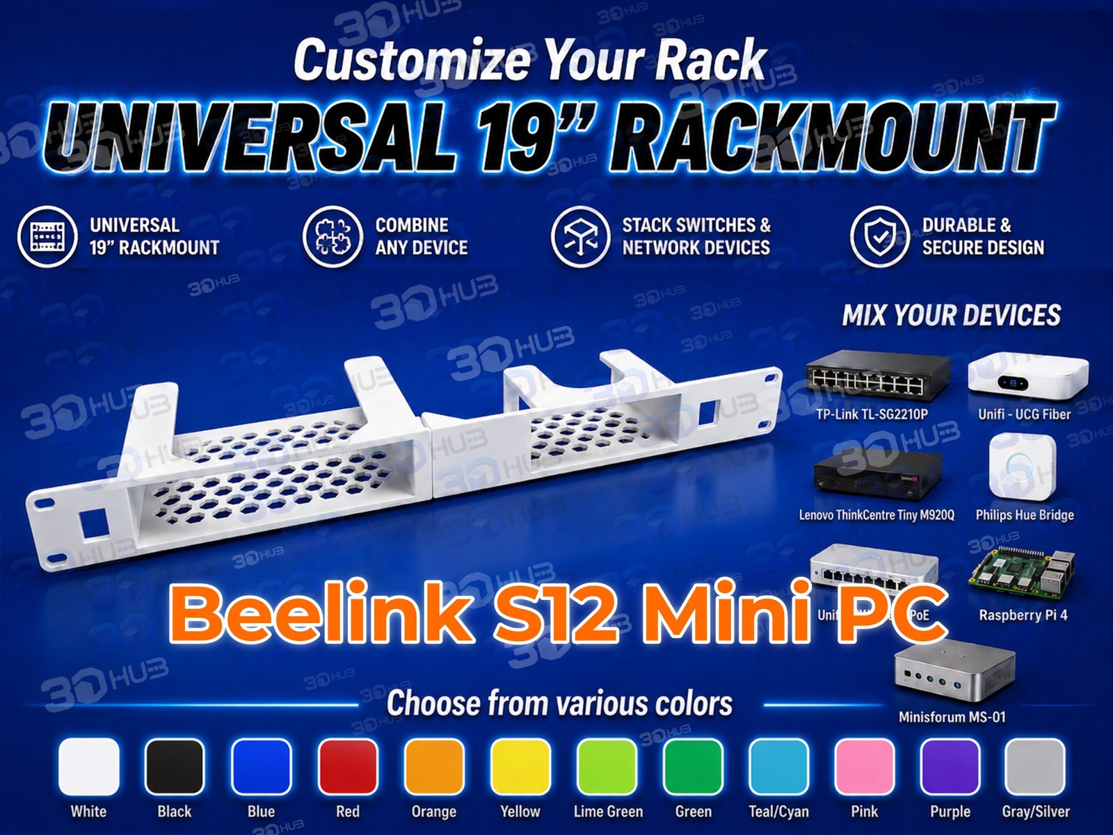 Beelink S12 Mini PC 19" Rackmount 1U - Mix & Match with other devices