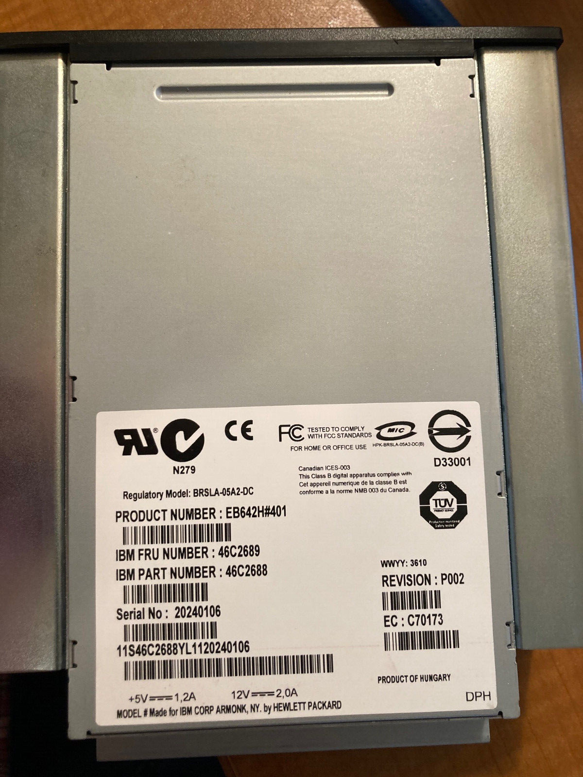 IBM EB642H#401 DDS6 DAT160 SAS Internal Tape Drive PN: 46C2688 46C2689