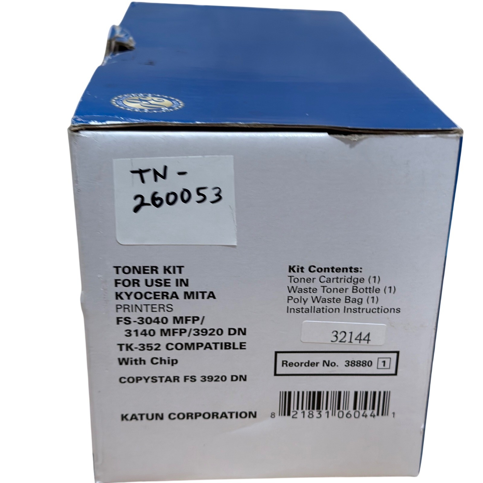 Katun 38880 TK-352 Black Toner Kit for Kyocera FS-3040 FS-3140 FS-3920D Open Box