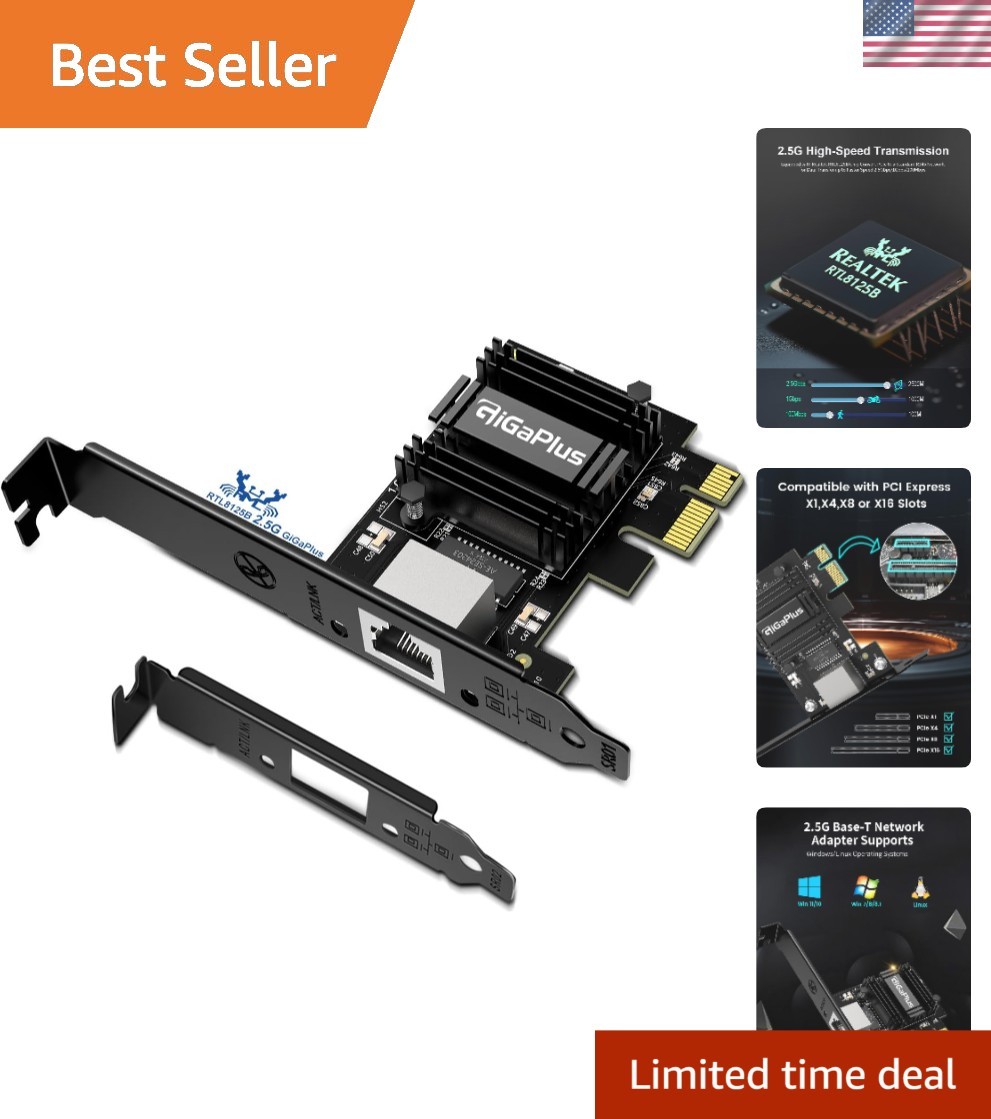 2.5Gb PCIe Network Card with Realtek Chip - 2500Mbps Connectivity for Gamers