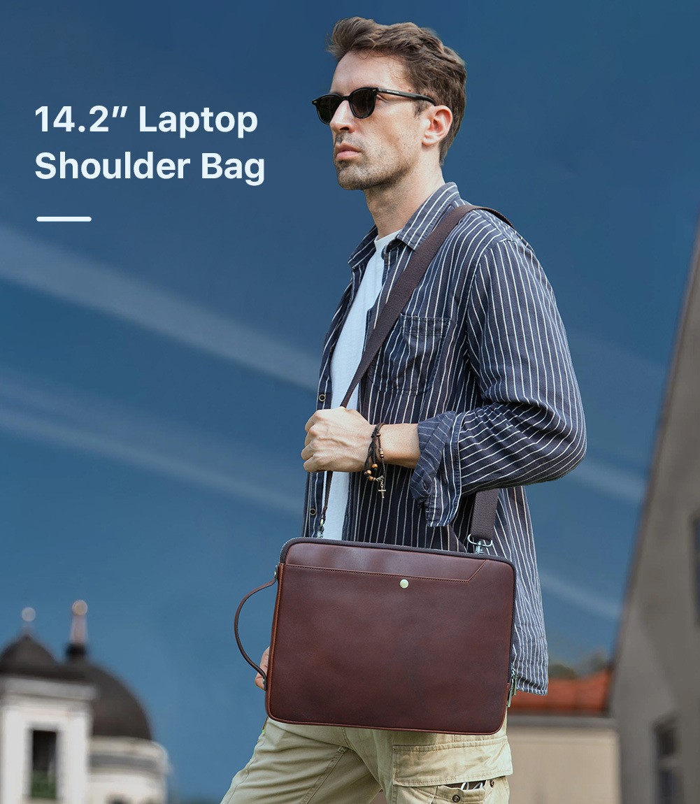 Retro Crazy Horse Leather Shoulder Bag Multifunctional Notebook Handbag