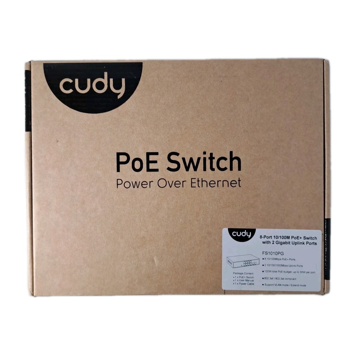 New Open Box Cudy 8-Port 10/100M PoE Switch w/ 2 Gigabit Uplink Ports (FS1010PG)