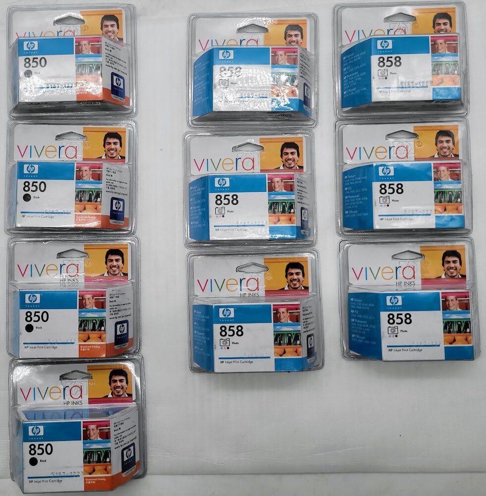 Lot of10 HP Vivera 850/858 Inkjet print Cartridge X4B(C9362zz) X6color3(C9369zz)