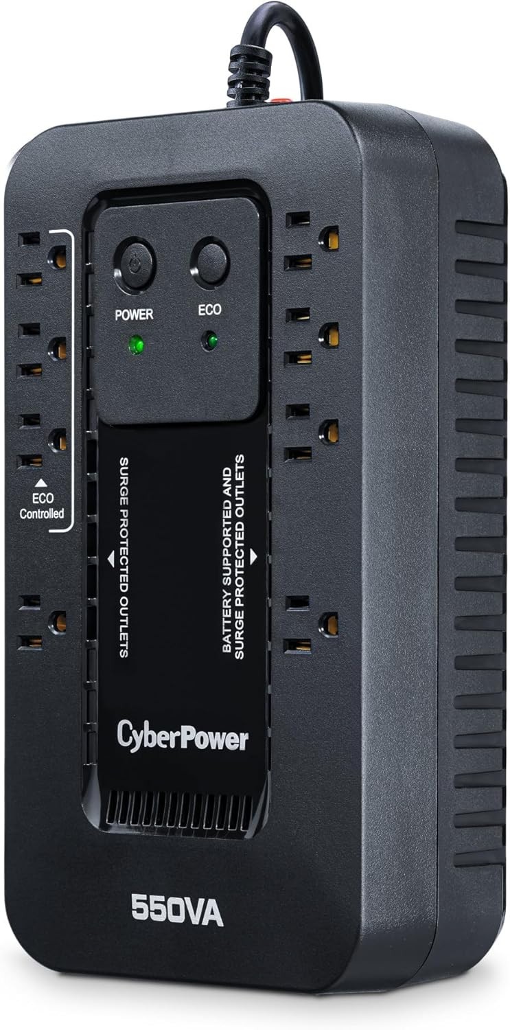 CyberPower EC550G UPS 550VA Battery Backup 8 Outlets Eco Mode Surge Protection™
