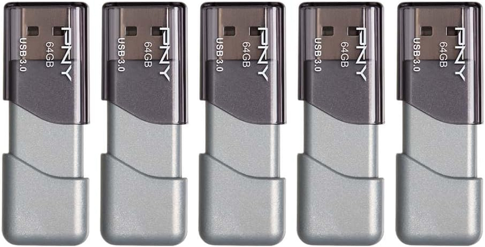 64GB Turbo Attaché 3 USB 3.0 Flash Drive 5-Pack​