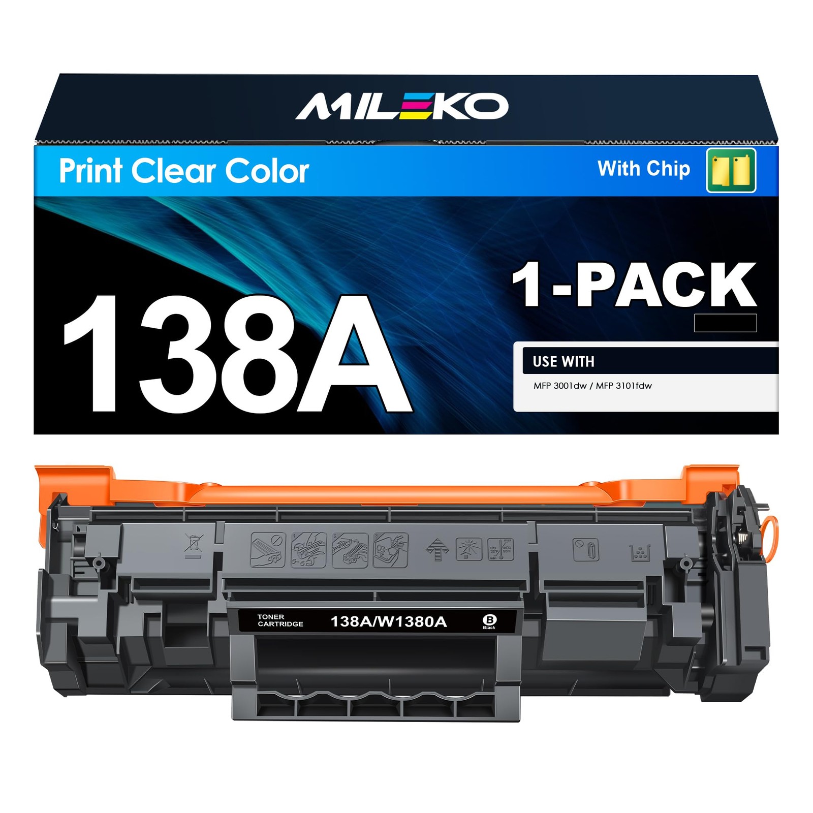 138A Black Toner Cartridge 1 Pack Compatible Replacement for HP 138A W1380A