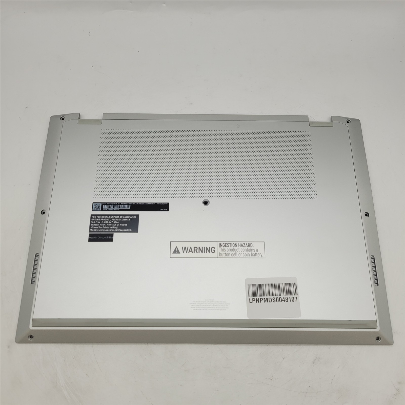 Bottom cover for msi Prestige A16 AI+ (2024) 16” QHD+ Laptop, Urban Silver