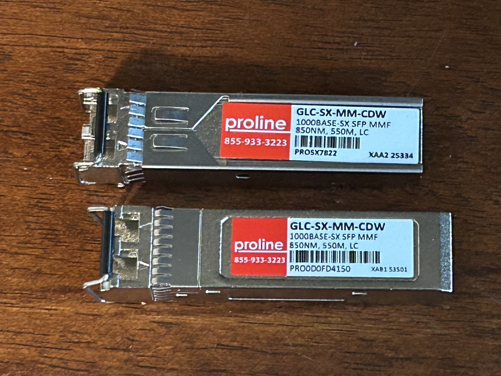 USED Lot of two (2) Proline Cisco compatible GLC-SX-MMD SFP Transceiver Modules