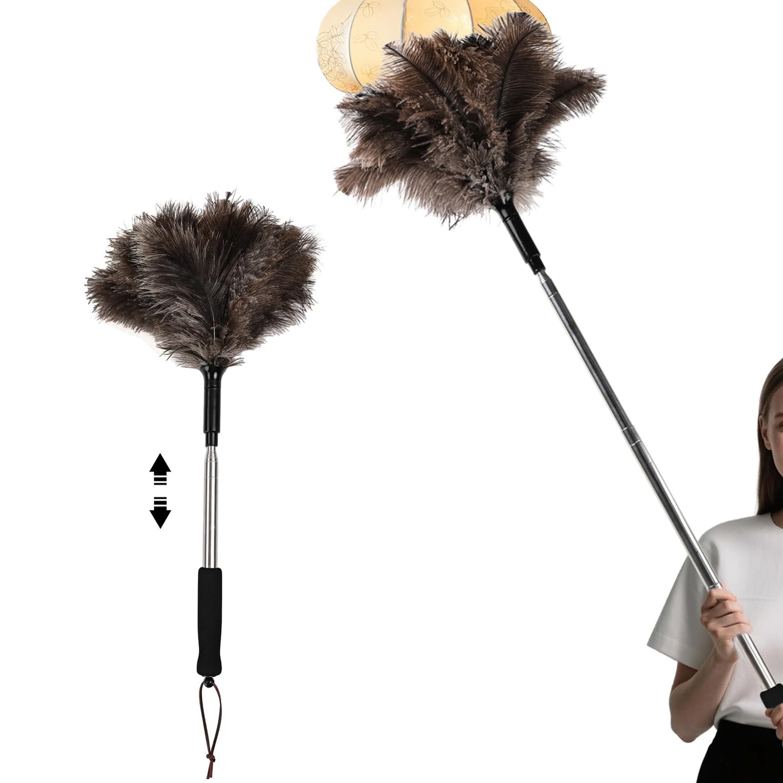 Daieeparty Telescopic Ostrich Feather Duster, 59-inch