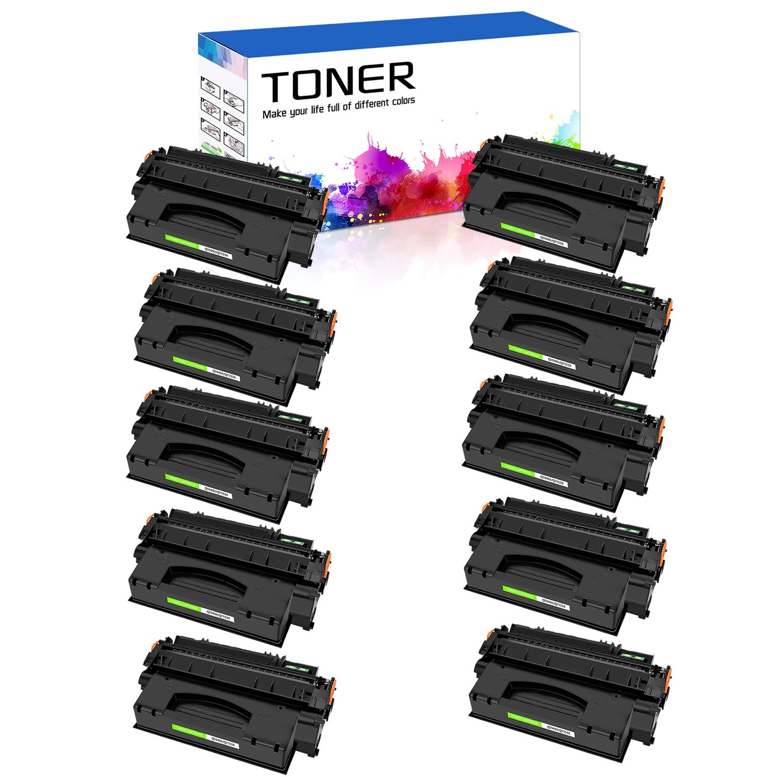 10Pk Black Toner Cartridge For HP Q5949X 49X Laserjet 1320 1320N 1320T 1320TN