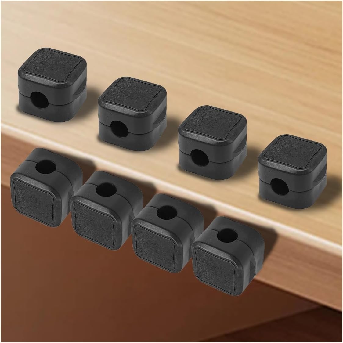 Magnetic Cable Clips 8 Pack Cord Organizer Holder for Desks, Cars, Office; Black