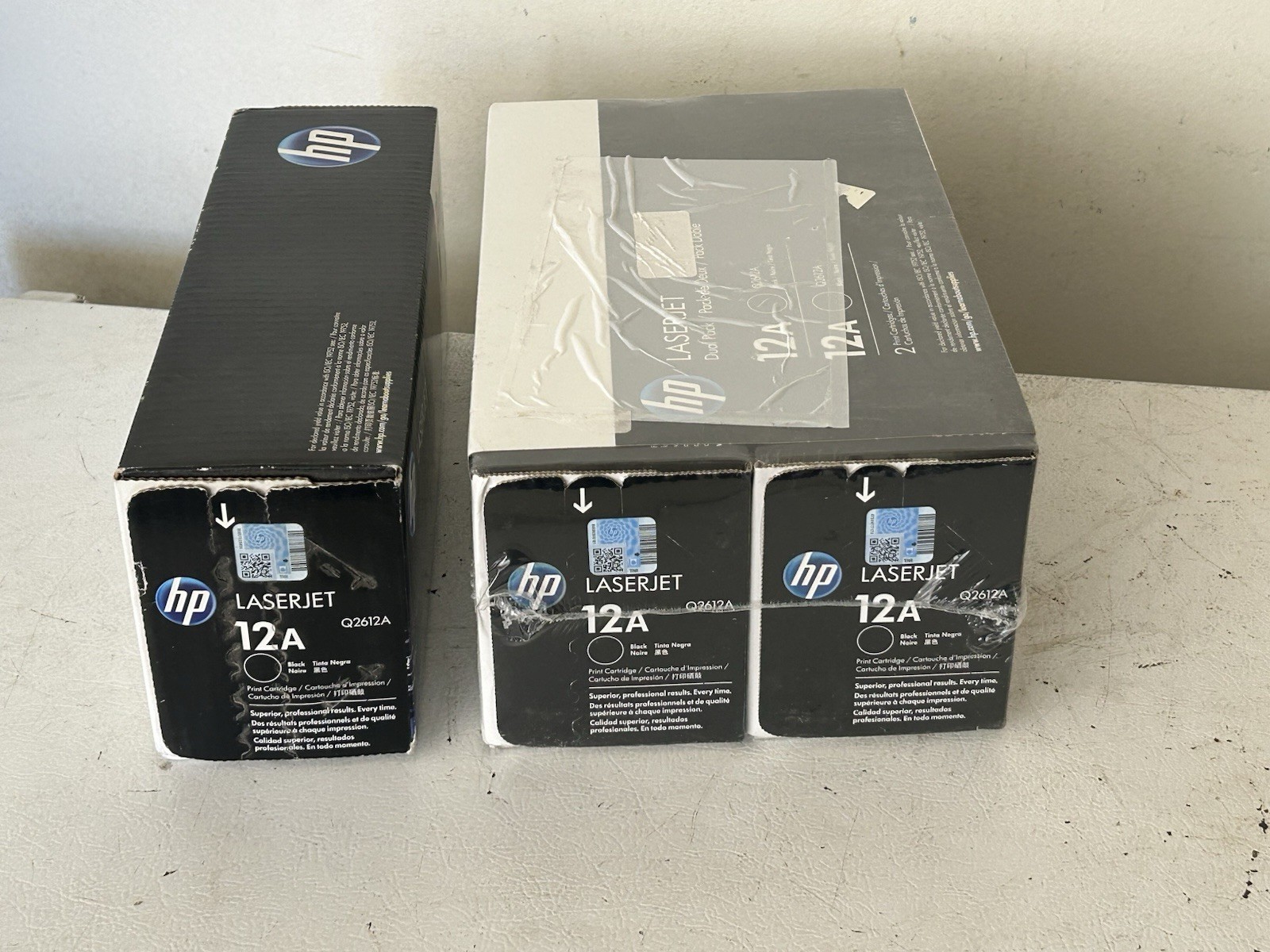 HP (Lot of 3) 12A Q2612A Black Genuine LaserJet Toner Cartridge Sealed Boxes
