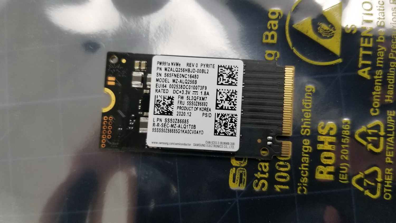Samsung PM991A 256GB SSD NVMe PCIe 3.0 x4 M.2 2230 MZ-ALQ256B MZALQ256HBJD-00BL2
