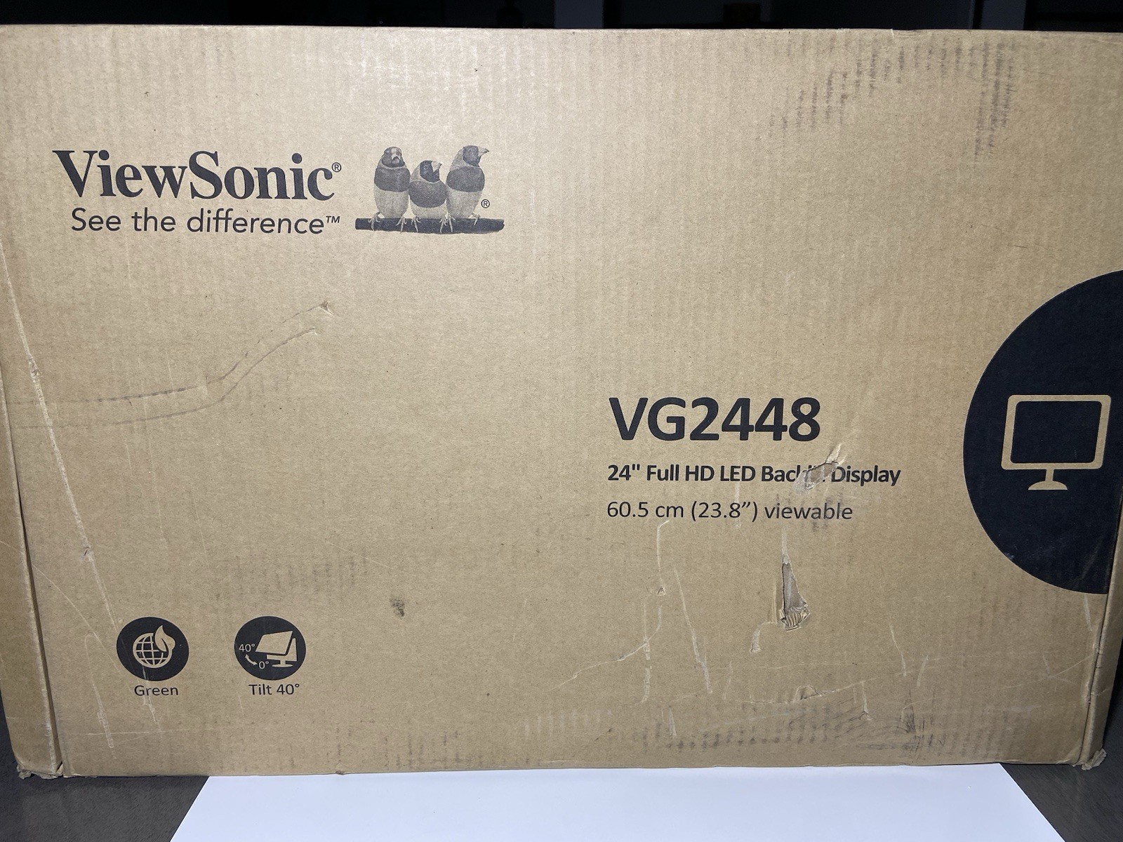 ViewSonic VG2448 24" Full HD LED Backlit Ergonomic Monitor Black New Open Box
