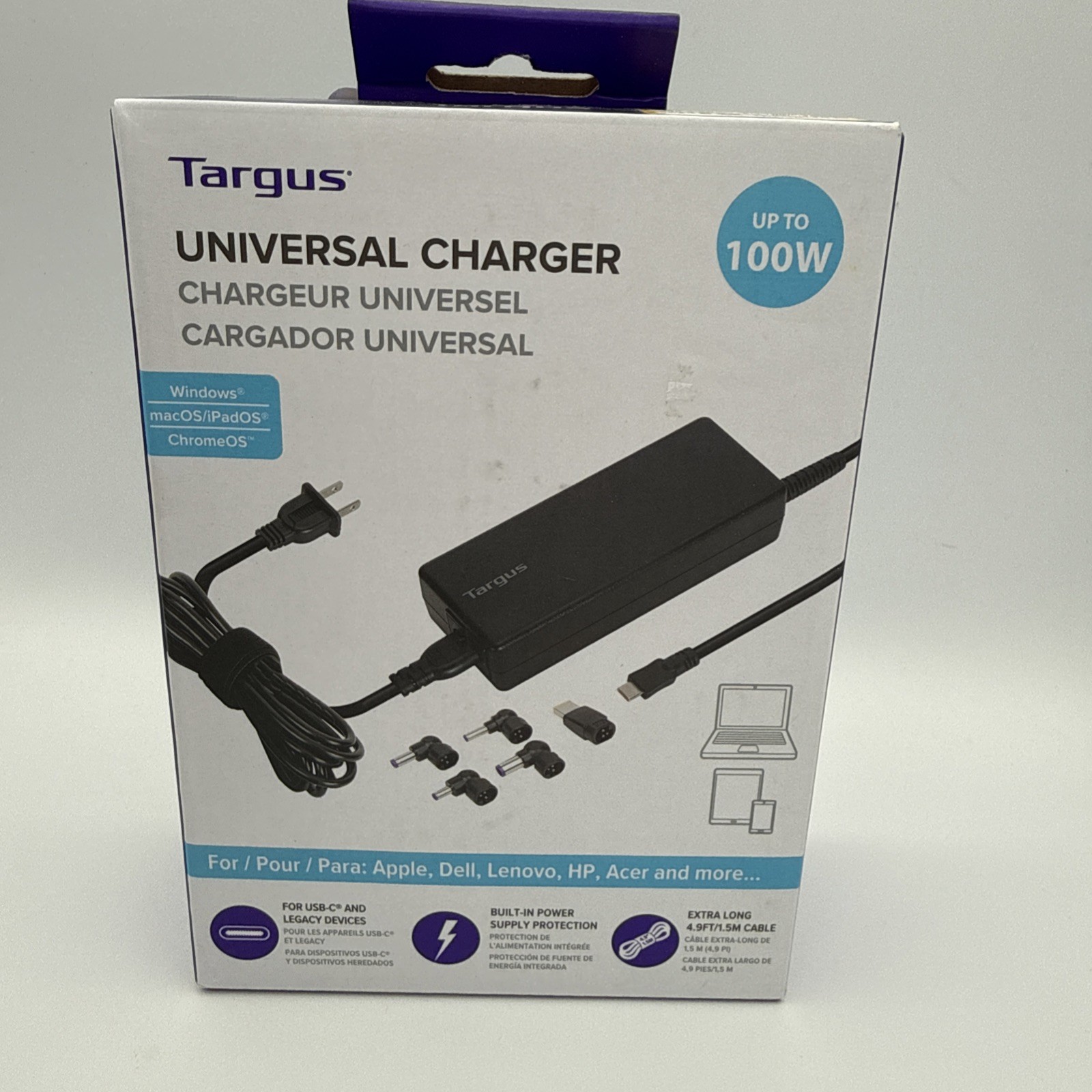 Targus APA108US 100W Universal Laptop Charger AC Adapter w/ Tips