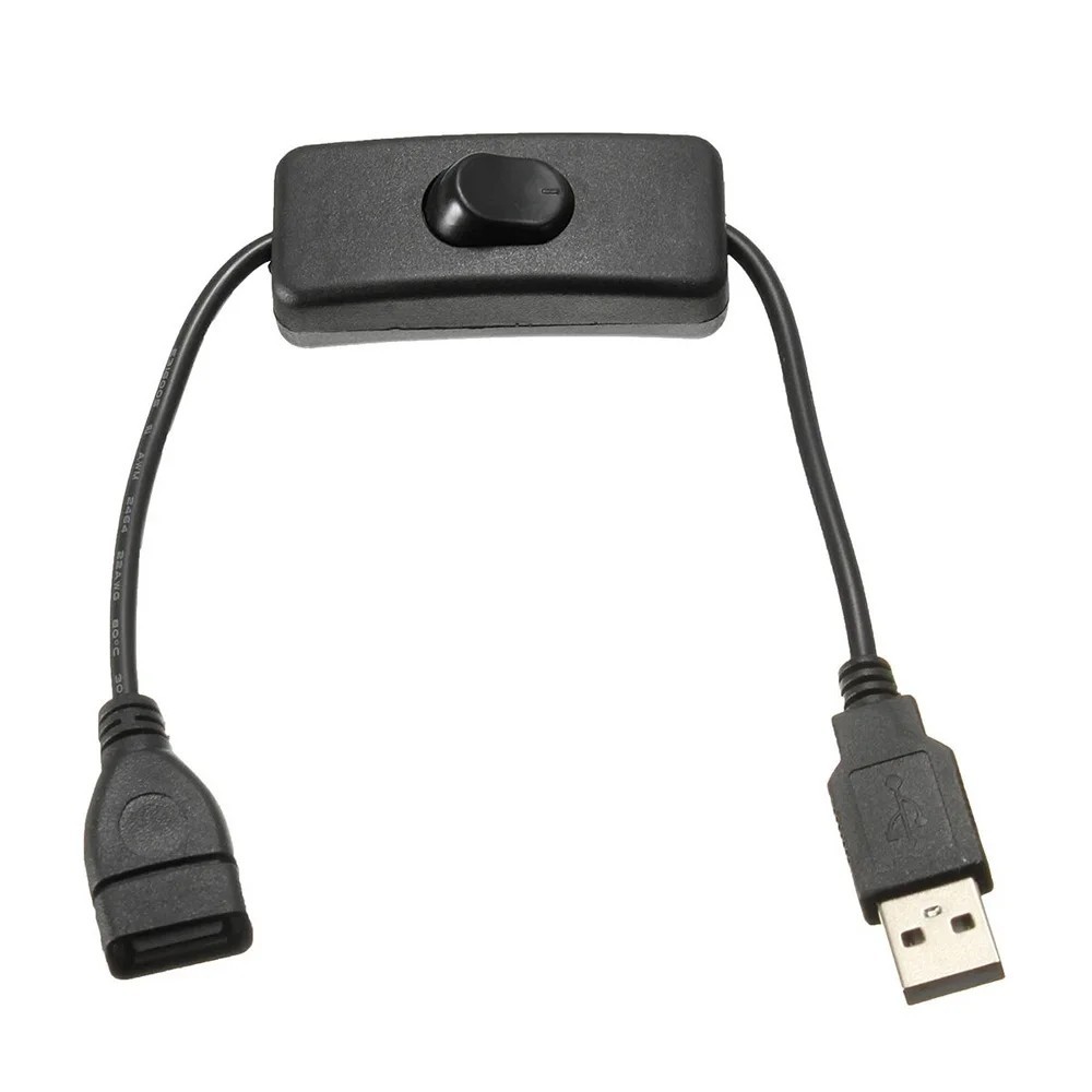 2pcs USB Extension Cable with ON/Off Switch Extension Cords Adapter Black