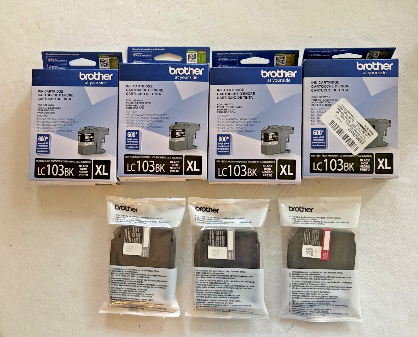 Brother LC101BK Ink Cartridge - 5 Black, 1 Magenta, 1 Yellow (sold together)