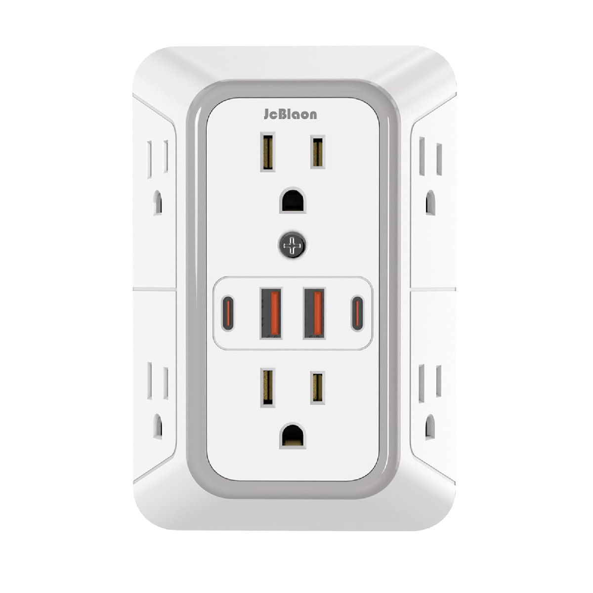 Jcblaon Outlet Extender Surge Protector - 6 Outlet Splitter 4 Usb Ports 2 Usb C