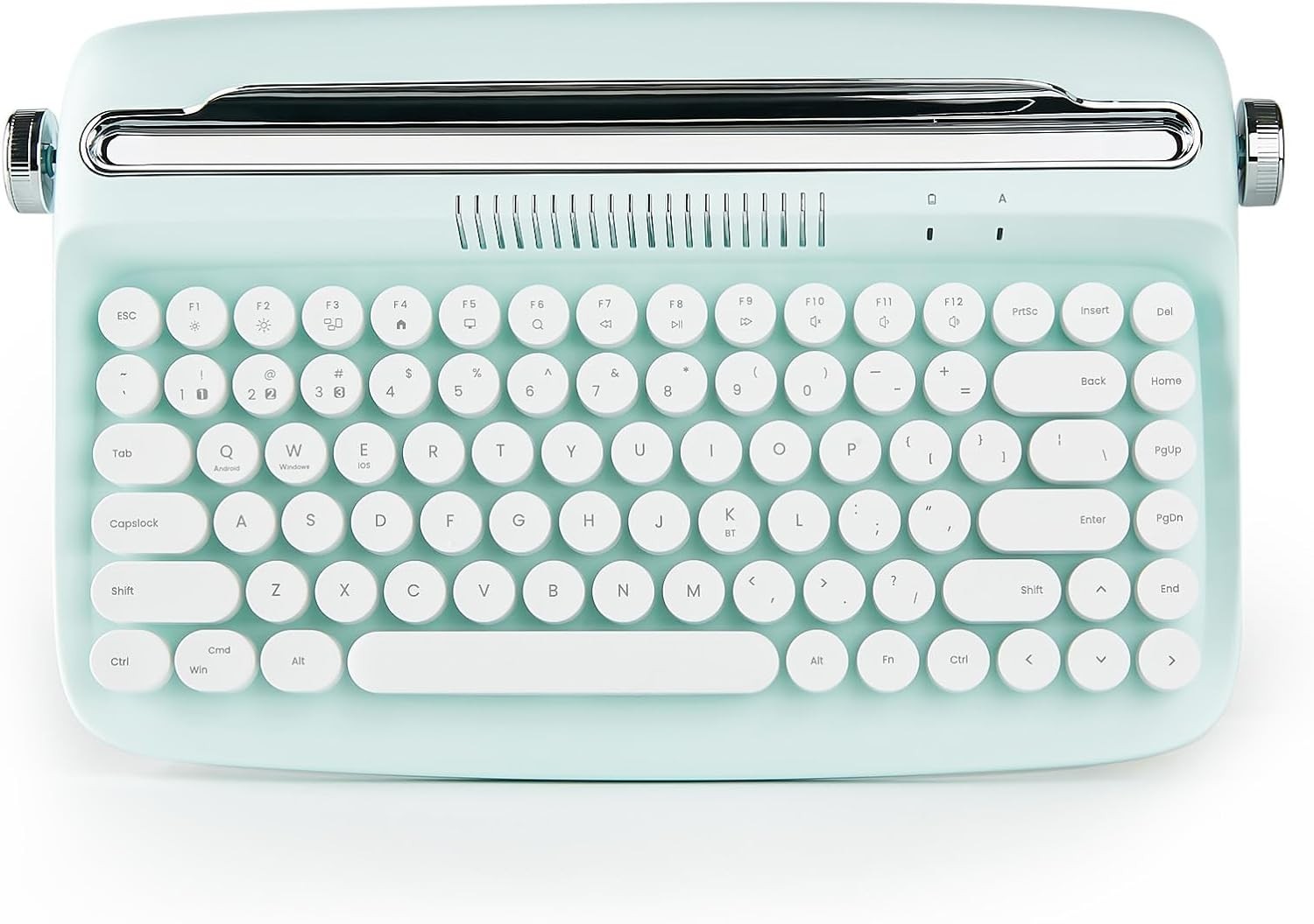 YUNZII ACTTO B303 Wireless Retro Typewriter Bluetooth Keyboard, Sweet Mint Green