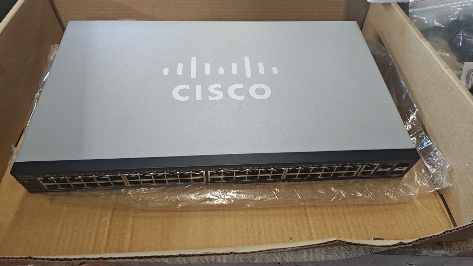 Cisco SF500-48P 48-Port 10/100 PoE Stackable Managed Switch w/ Ears + Cord NEW