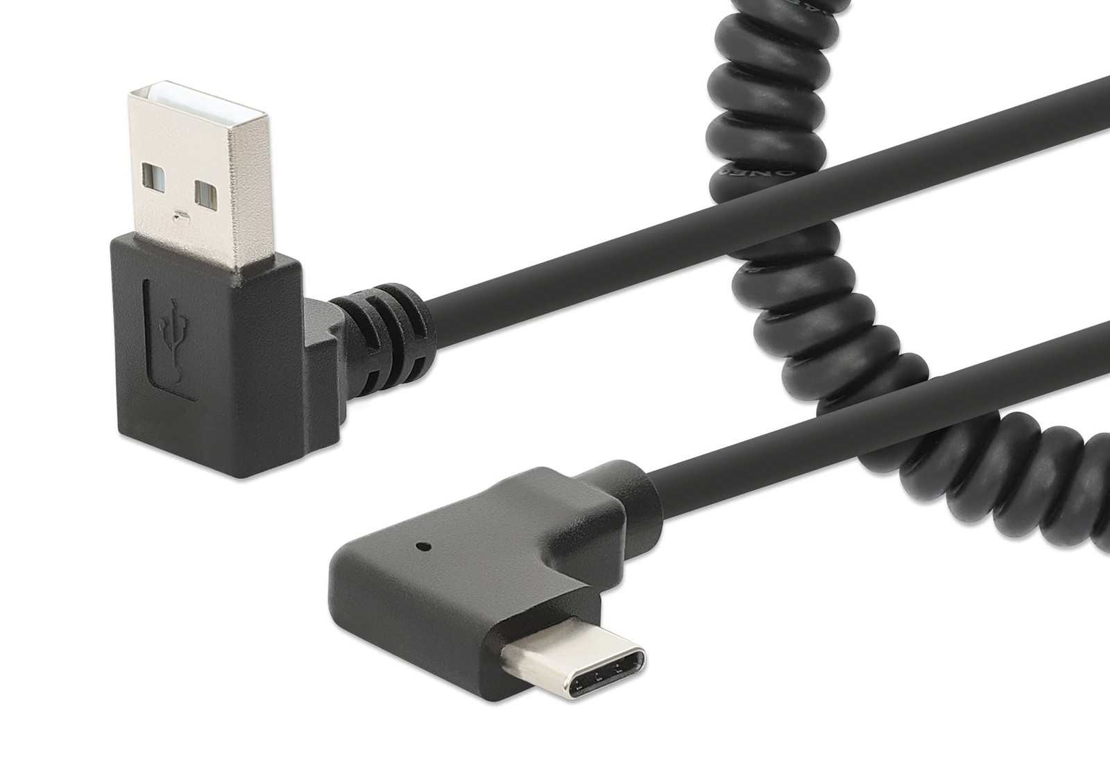 Manhattan Coiled Cable USB-A to USB-C Charging Cable 1 m Black