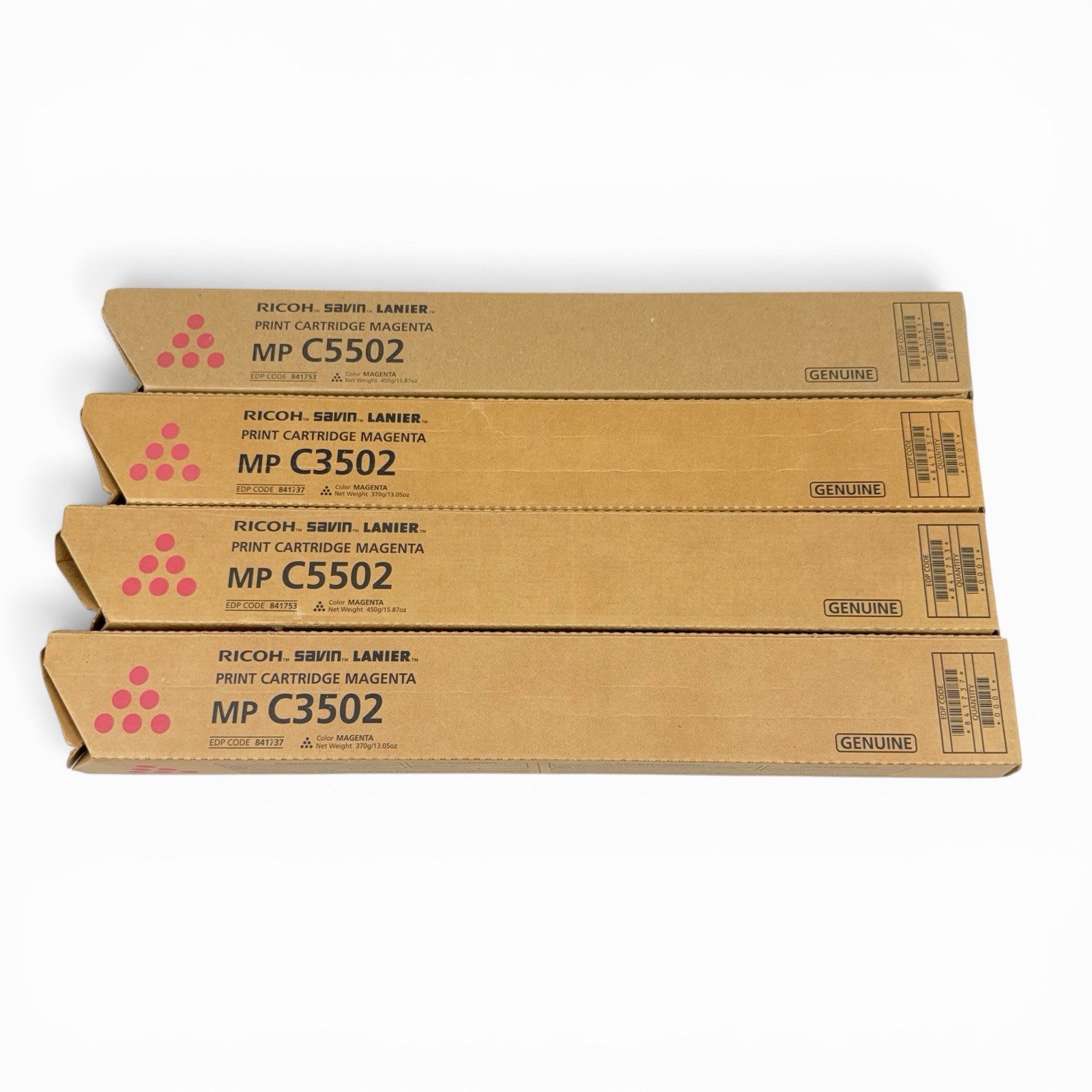 Genuine Ricoh Savin Lanier MP C5502 / C3502 Magenta Toner Cartridges X4 New