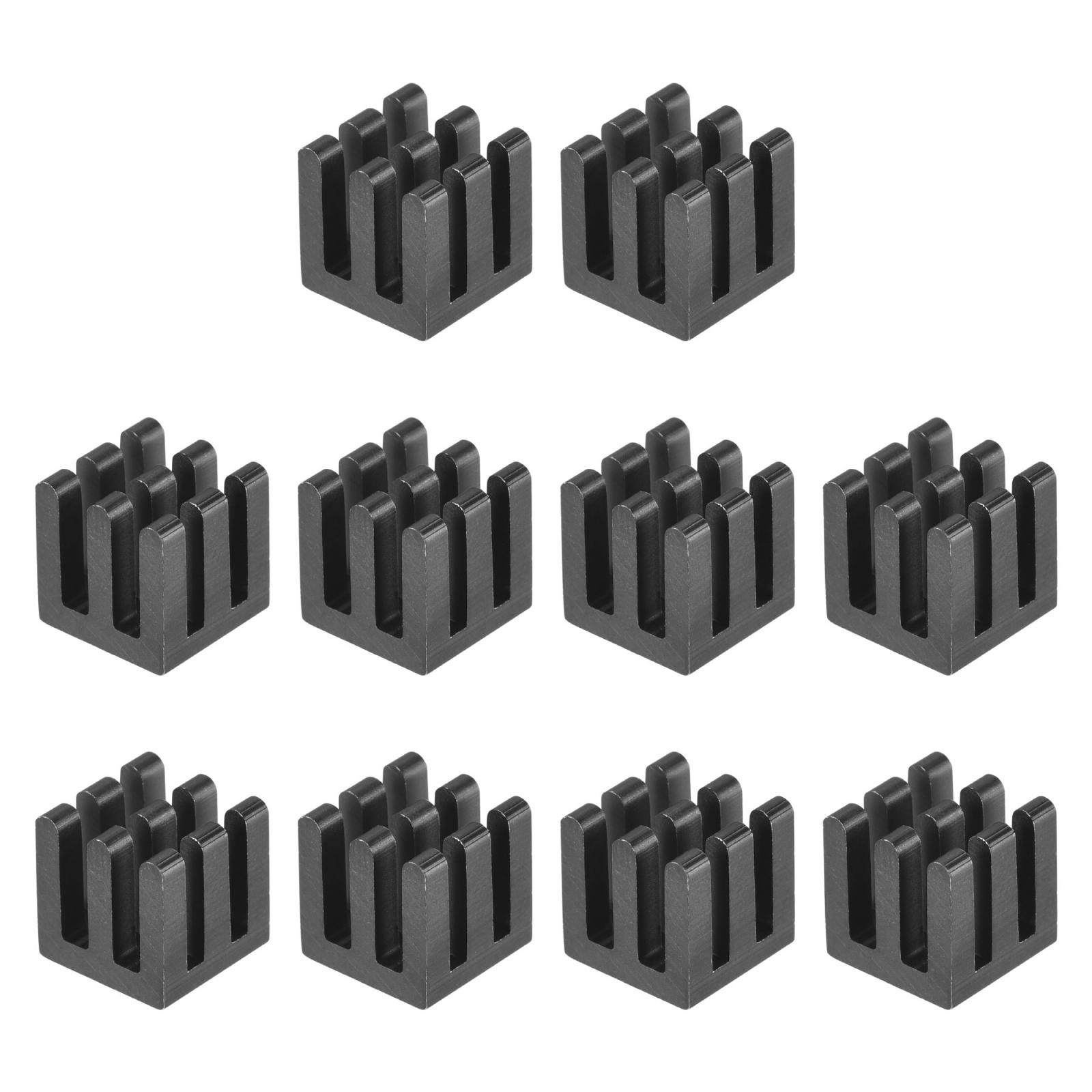 10x10x10mm Black Sticky Aluminum Heatsink Electronic Radiators 10 Pcs