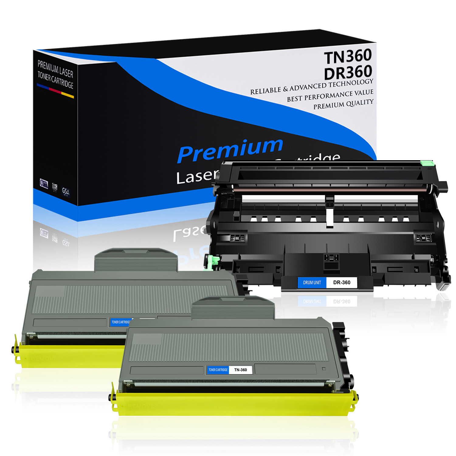 2PK TN360 Toner + 1PK DR360 Drum Unit for Brother MFC-7345DN MFC-7840W DCP-7045N
