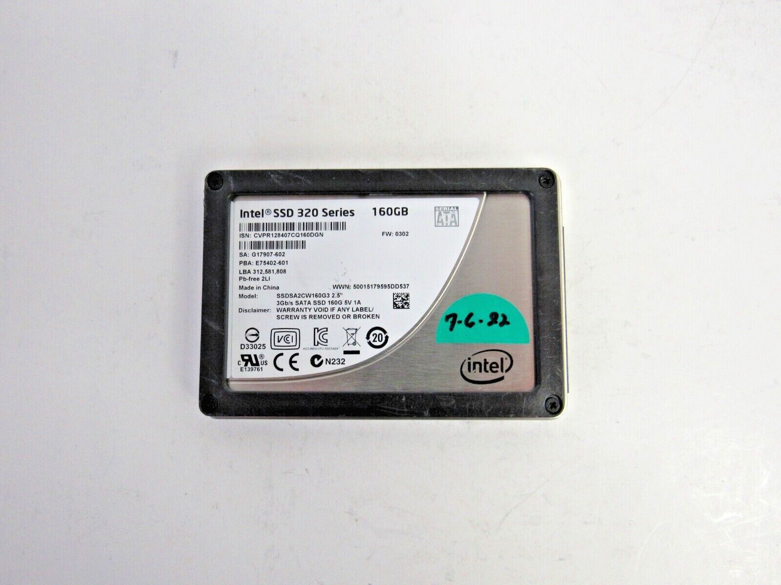Intel SSDSA2CW160G3 320 Series 160GB MLC SATA 3Gbps 2.5" SSD     C-5