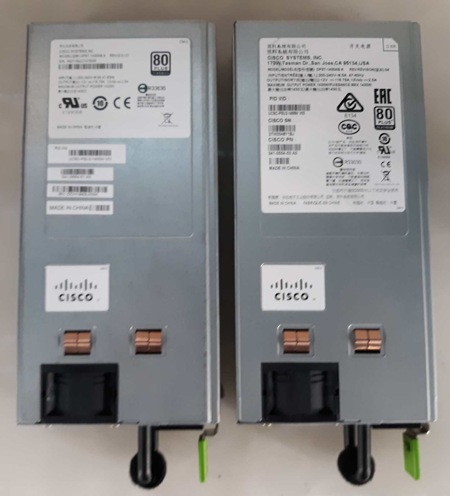 Pair of Cisco UCSC-PSU2-1400W DPST-1400AB A 80Plus Platinum Power Supply