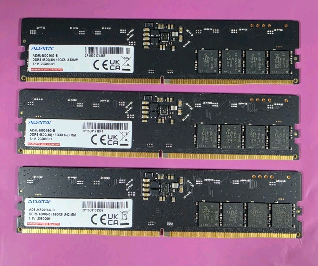 LOT 3 ADATA AD5U480016G-B 16GB  RAM DDR5 4800MHz 20500001