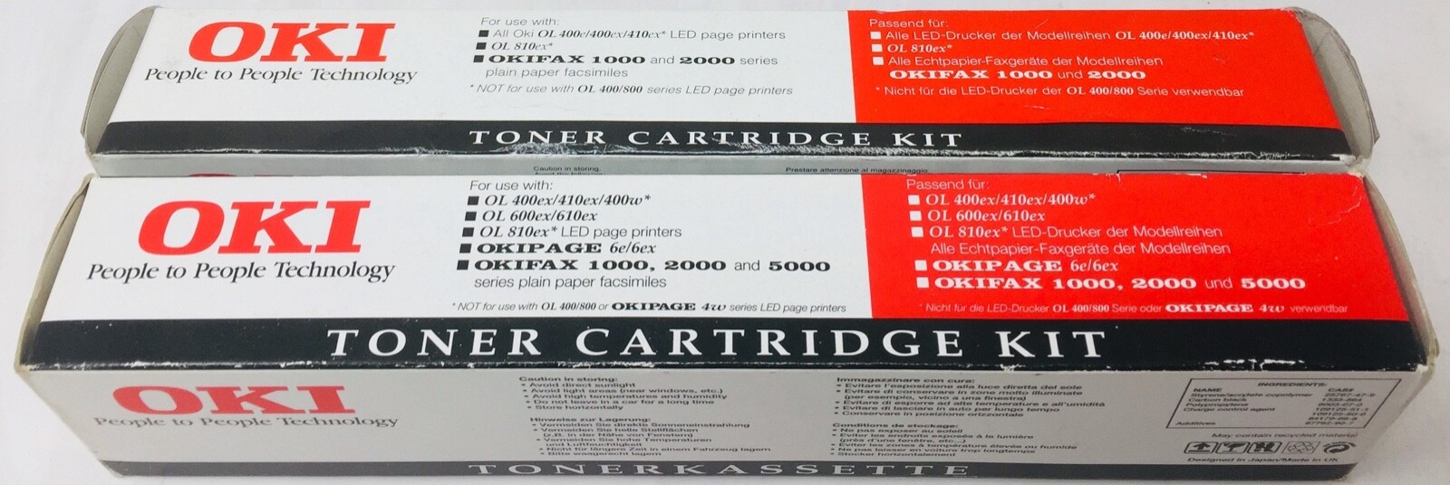 OKI 09002395 TYPE 2 TONER GENUINE OKIFAX 1000/2000/5650 OKIPAGE 6e/6ex (X 2PCS)