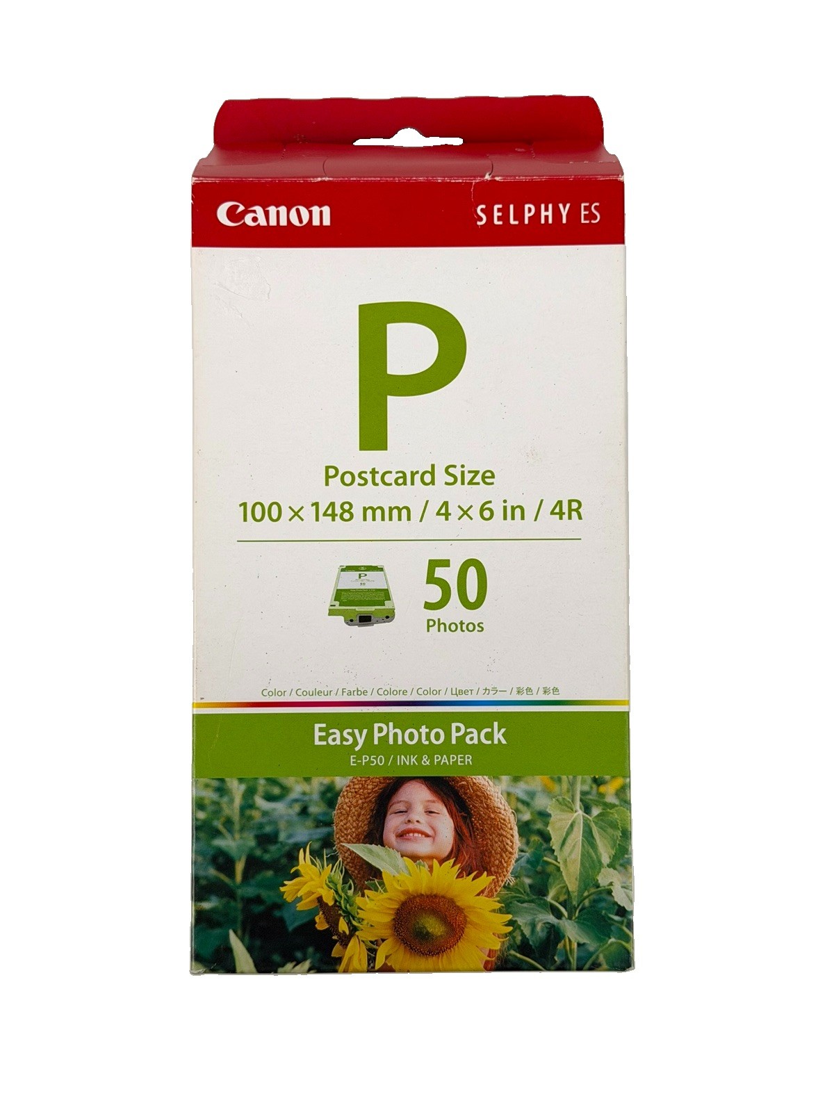 Canon E-P50 Selphy ES Postcard Size 50 Photos 4 x 6 Ink And Paper New Open Box