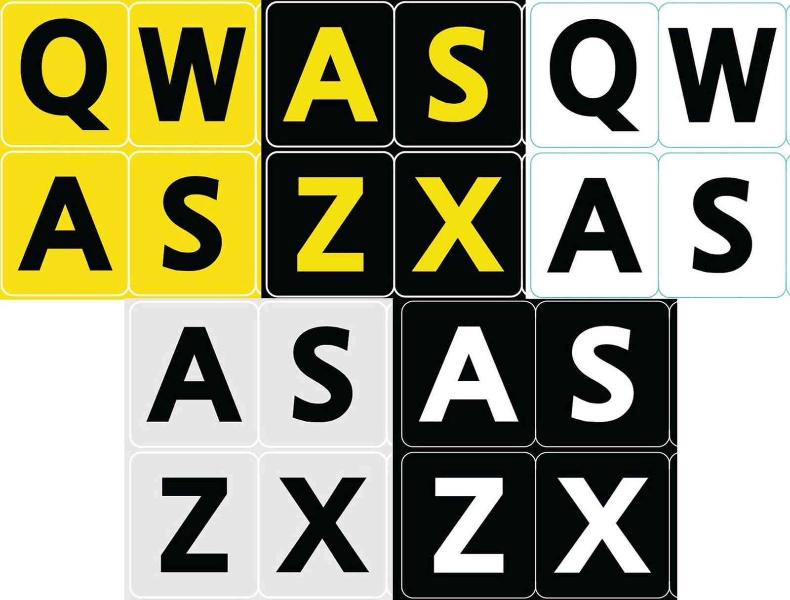 5 Five English US Large Print Bold Letters Keyboard Stickers 5 Colors in ONE ...