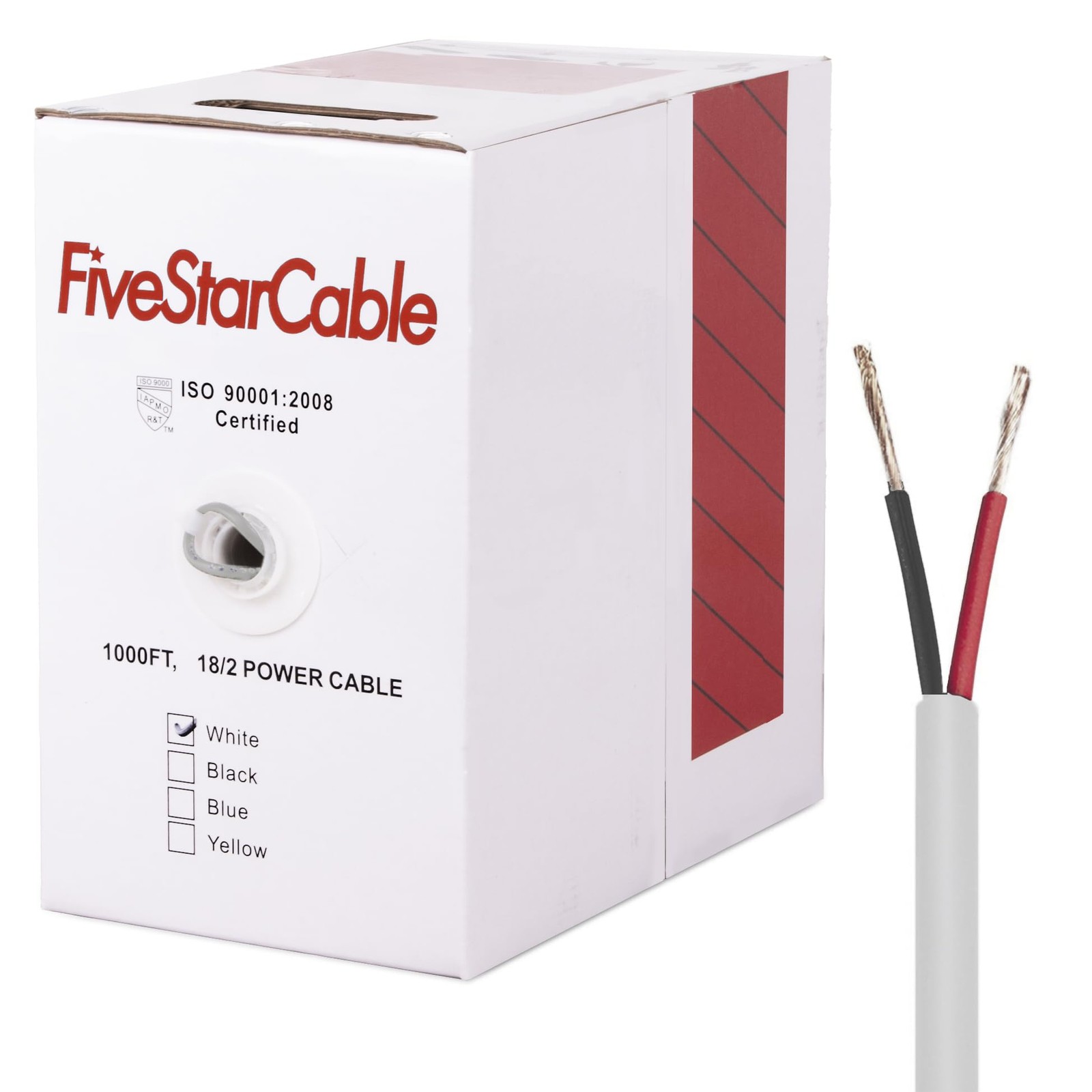 18-2 Gauge Low Voltage Stranded Cable Wire - 1000 ft, 18 AWG, PVC Jacket - fo...
